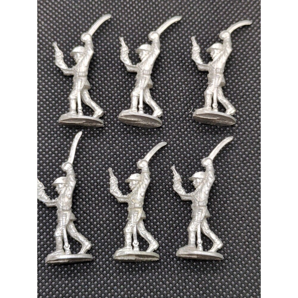 (6) Boer War 25MM Soldiers With Pistol And Sword Ral Partha Metal Miniatures